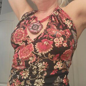 Xoxo halter top with built in necklace